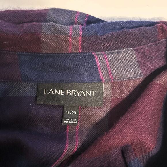 Lane Bryant Plaid Flannel Lace Up Top Womens Size 18/20 Multicolor Grommets 2X - Picture 5 of 9